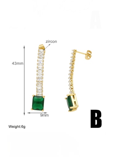 B Brass Cubic Zirconia Tassel Vintage Drop Earring