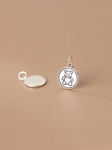 925 Sterling Silver Minimalist  Round Bear Pendant