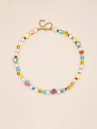 Brass Multi Color Glass beads Round Bohemia Necklace