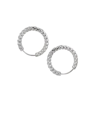 925 Sterling Silver Hollow  Round Minimalist Stud Earring
