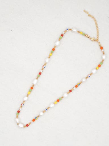 Stainless steel Multi Color Miyuki beads  Round Bohemia Necklace