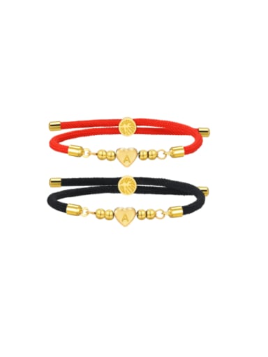 Stainless steel Red Rope Heart Hip Hop Handmade Weave Bracelet