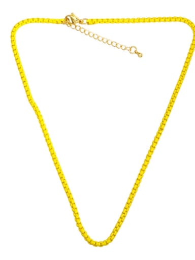 yellow Brass Enamel Irregular Minimalist Necklace