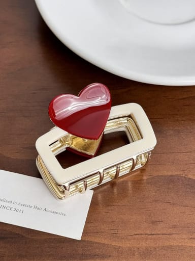 Red heart square clip 6cm PVC Trend Heart Alloy Multi Color Jaw Hair Claw