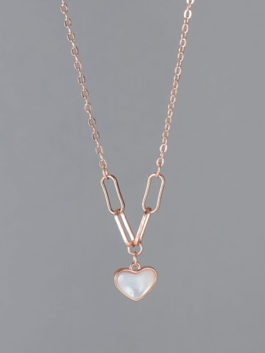 925 Sterling Silver Shell Heart Minimalist  Hollow Chain Necklace