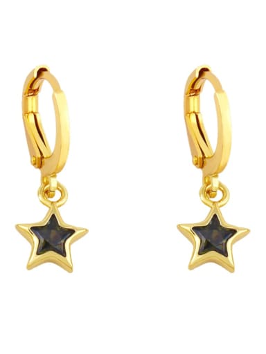 black Brass Cubic Zirconia Star Minimalist Huggie Earring