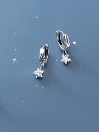 925 Sterling Silver With Platinum Plated Trendy Star Clip On Earrings