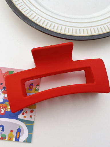 Bright red (thickened) Alloy Resin Trend Minimalist Geometric  Jaw Hair Claw