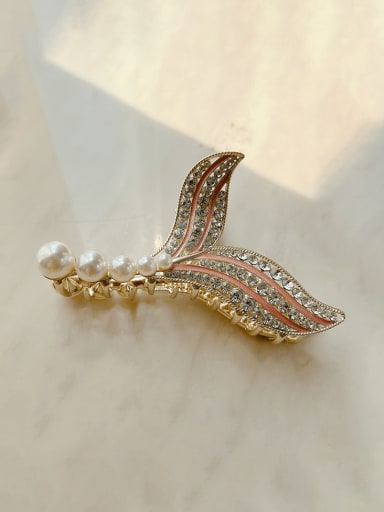 Korean pink 11.6cm Alloy Cubic Zirconia  Luxury Fish Tail  Jaw Hair Claw