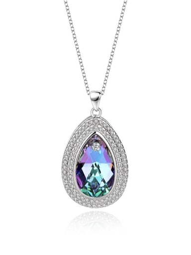 JYXZ 001 (gradual purple) 925 Sterling Silver Austrian Crystal Water Drop Classic Necklace