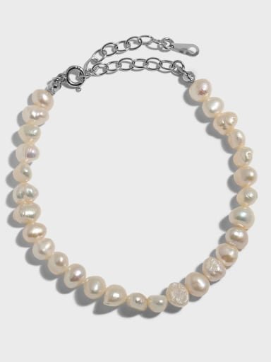 925 Sterling Silver Freshwater Pearl Minimalist Beaded Bracelet