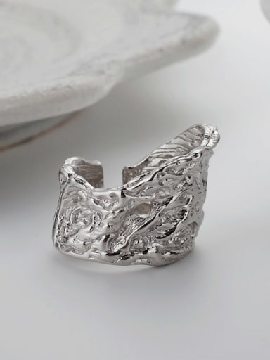 925 Sterling Silver  irregular Geometric Artisan Band Ring