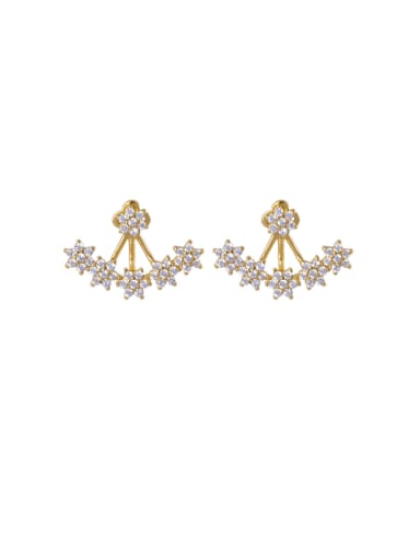 ES1647 [Gold] 925 Sterling Silver Cubic Zirconia Flower Minimalist Cluster Earring
