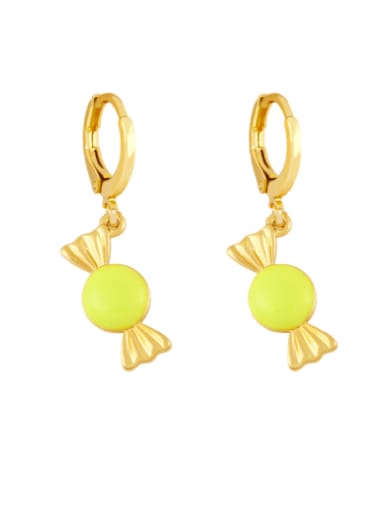 yellow Brass Enamel Irregular Candy Trend Huggie Earring
