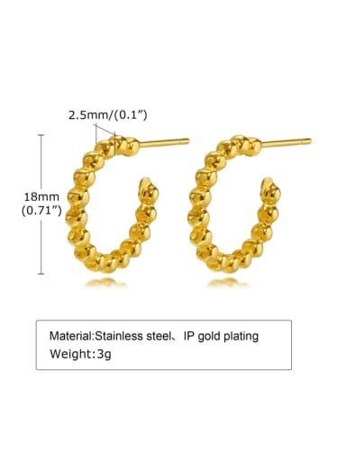 497G 18 Stainless steel Bead Geometric Minimalist Stud Earring