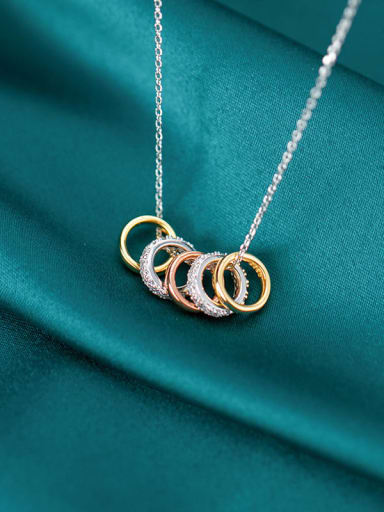 925 Sterling Silver Rhinestone Fashion Diamonds Multiple Color Rings Pendants Necklace