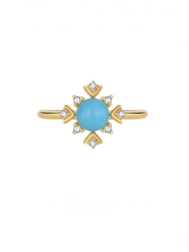 custom Brass Turquoise Geometric Minimalist Band Ring