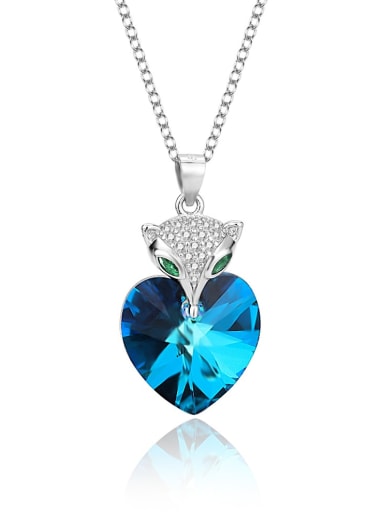 JYXZ 070 (Gradient Blue) 925 Sterling Silver Austrian Crystal Heart Classic Necklace