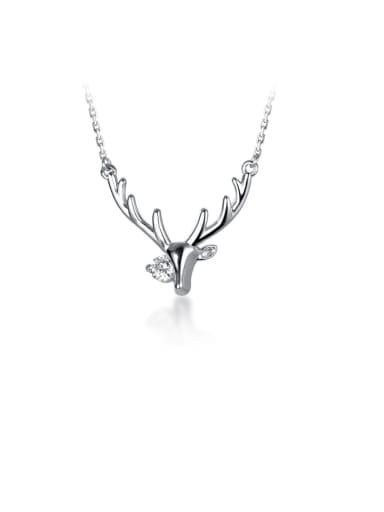 925 Sterling Silver With Platinum Plated Fashion Antlers Necklaces
