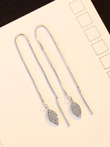 925 Sterling Silver Cubic Zirconia Tassel Minimalist Threader Earring