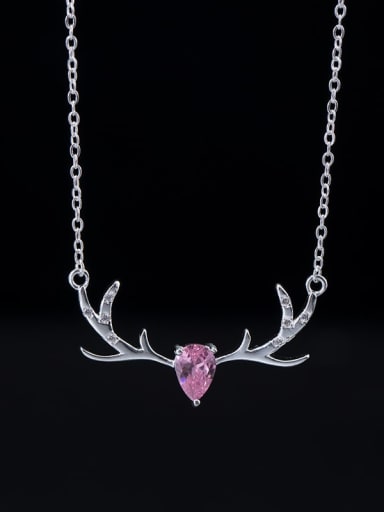 925 Sterling Silver Cubic Zirconia Deer Minimalist Necklace