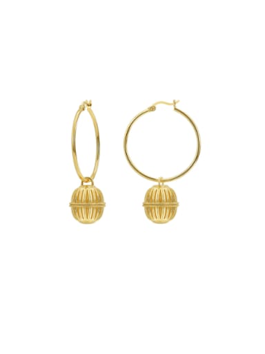 Brass Round Ball Trend Huggie Earring