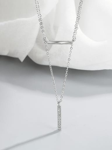 925 Sterling Silver Cubic Zirconia Tassel Minimalist Multi Strand Necklace