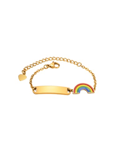 golden Stainless steel Enamel Rainbow Hip Hop Link Bracelet