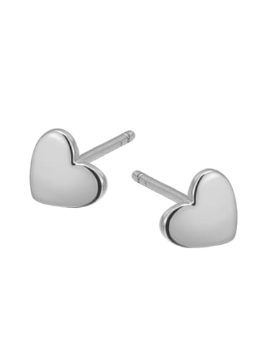 silver 925 Sterling Silver Smooth Heart Minimalist Stud Earring
