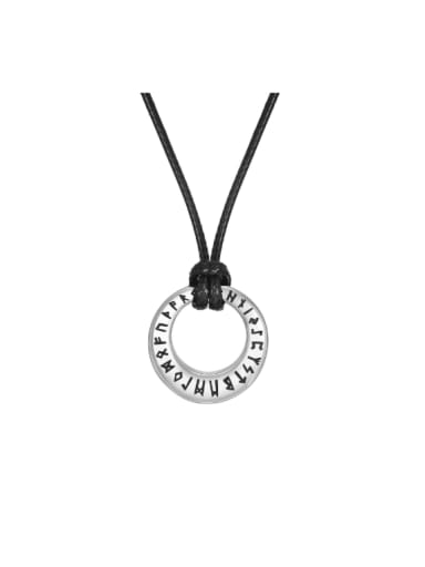 Stainless steel Leather Rope  Geometric Hip Hop Necklace