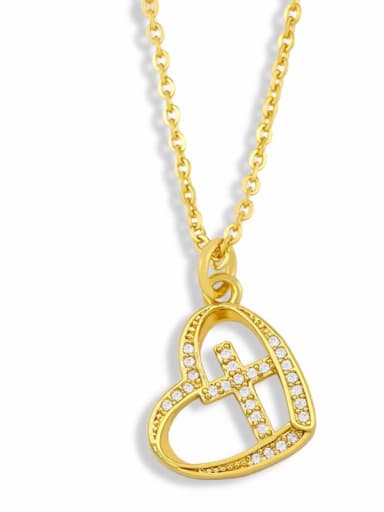 C Brass Cubic Zirconia Heart Minimalist Necklace