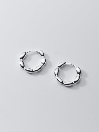 925 Sterling Silver Smotth Geometric Minimalist Huggie Earring
