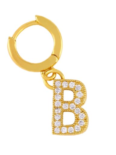 B Brass Cubic Zirconia Letter Ethnic Huggie Earring