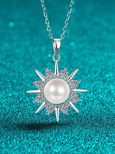 925 Sterling Silver Moissanite Flower Classic Necklace