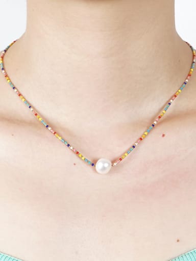 Stainless steel Freshwater Pearl Multi Color Miyuki Bead Bohemia Necklace