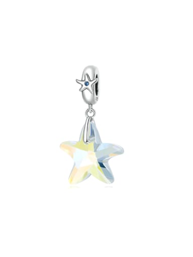 925 Sterling Silver Glass beads Minimalist Star Pendant