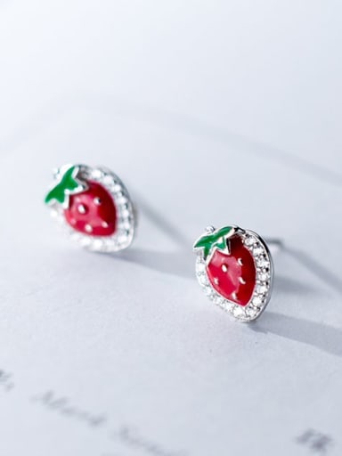 925 Sterling Silver Minimalist  Strawberries Stud Earring