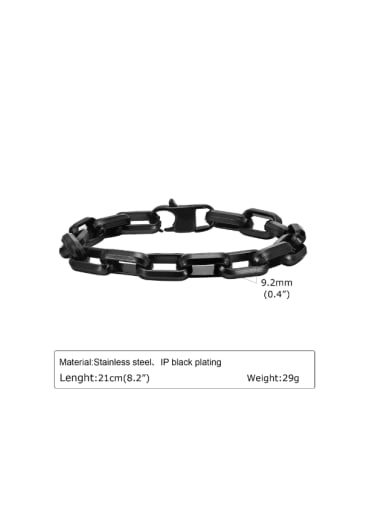 black Titanium Steel Geometric Chain Hip Hop Link Bracelet