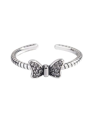 925 Sterling Silver Cubic Zirconia Butterfly Vintage Band Ring