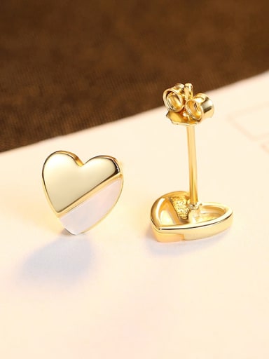 925 Sterling Silver Shell Heart Minimalist Stud Earring