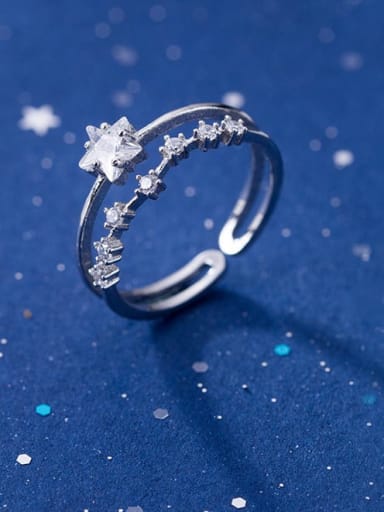 925 Sterling Silver Cubic Zirconia White Star Minimalist Stackable Ring