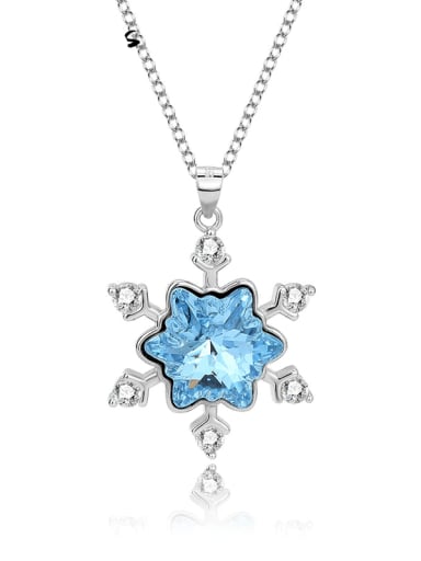 925 Sterling Silver Austrian Crystal Flower Dainty Necklace
