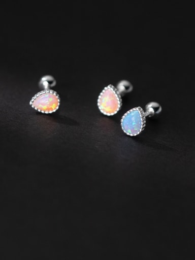 925 Sterling Silver Opal Water Drop Minimalist Stud Earring