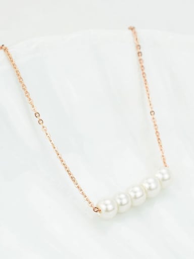 Titanium Imitation Pearl White Necklace