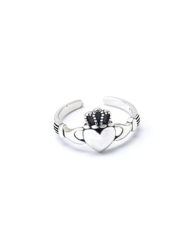 925 Sterling Silver Vintage Heart Carrot Band Ring