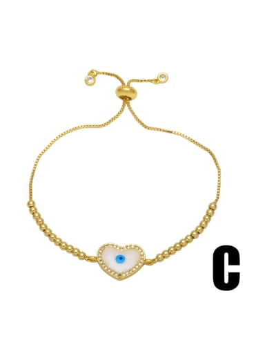 C Brass Cubic Zirconia Multi Color Evil Eye Vintage Adjustable Bracelet