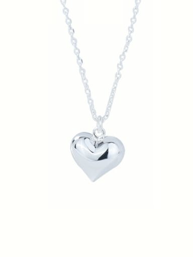 925 Sterling Silver Smooth Heart Minimalist Pendant Necklace
