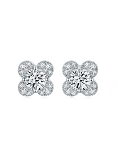 925 Sterling Silver Cubic Zirconia Clover Dainty Stud Earring