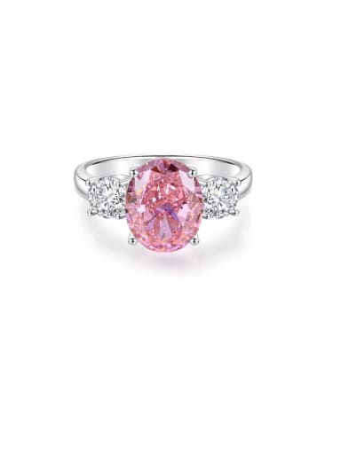 FDJZ 062 Pink 925 Sterling Silver High Carbon Diamond Geometric Luxury Cocktail Ring