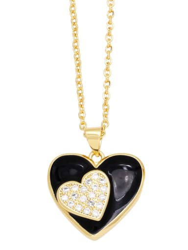 black Brass Enamel Heart Trend Necklace